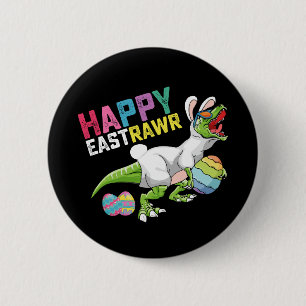 Chapa Redonda De 5 Cm Feliz Eastrawr T Rex Dinosaur Easter Bunny Egg