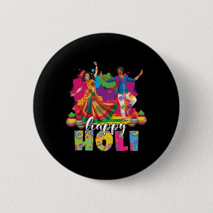 Chapa Redonda De 5 Cm Feliz Festival de Holi India de Baile de Primavera