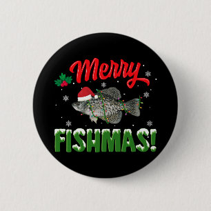 Chapa Redonda De 5 Cm Feliz Fishmas Navidad amante de los peces