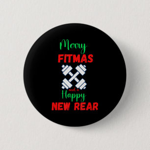 Chapa Redonda De 5 Cm Feliz Fitmas y Feliz Año Nuevo de Trasero Fitness 