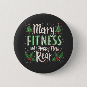 Chapa Redonda De 5 Cm Feliz Fitness y Feliz Año Nuevo de Fisicoculturism