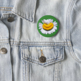 Chapa Redonda De 5 Cm Feliz Flor de Manzanilla Radiante Sonrisa