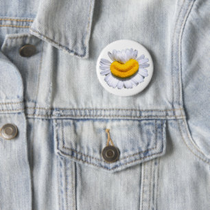 Chapa Redonda De 5 Cm Feliz Flor de Manzanilla Radiante Sonrisa