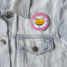 Chapa Redonda De 5 Cm Feliz Flor de Manzanilla Radiante Sonrisa