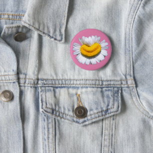 Chapa Redonda De 5 Cm Feliz Flor de Manzanilla Radiante Sonrisa