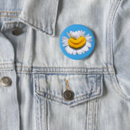 Chapa Redonda De 5 Cm Feliz Flor de Manzanilla Radiante Sonrisa