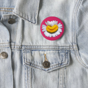 Chapa Redonda De 5 Cm Feliz Flor de Manzanilla Radiante Sonrisa