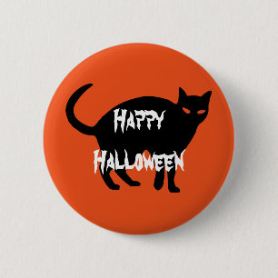Chapa Redonda De 5 Cm Feliz Gato de Halloween Scary