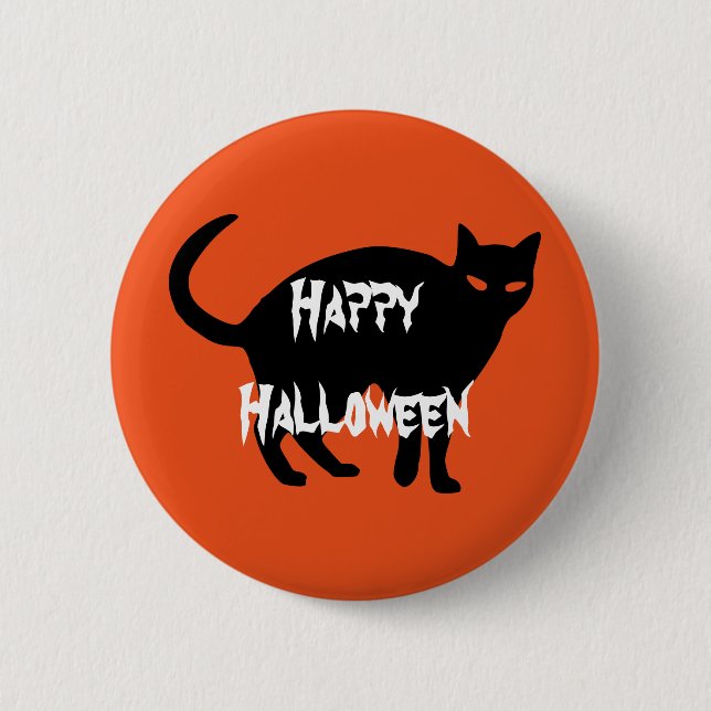 Chapa Redonda De 5 Cm Feliz Gato de Halloween Scary (Anverso)