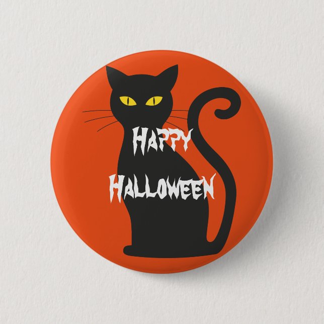 Chapa Redonda De 5 Cm Feliz Gato de Halloween Scary (Anverso)