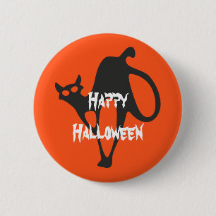 Chapa Redonda De 5 Cm Feliz Gato de Halloween Scary