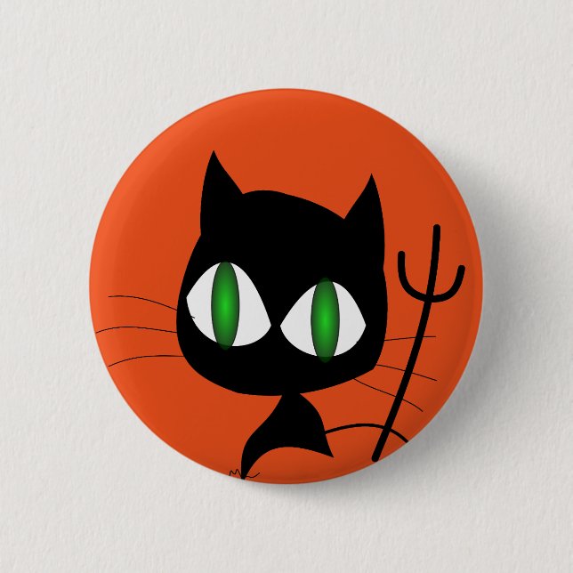 Chapa Redonda De 5 Cm Feliz Gato de Halloween Scary (Anverso)