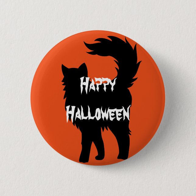 Chapa Redonda De 5 Cm Feliz Gato de Halloween Scary (Anverso)