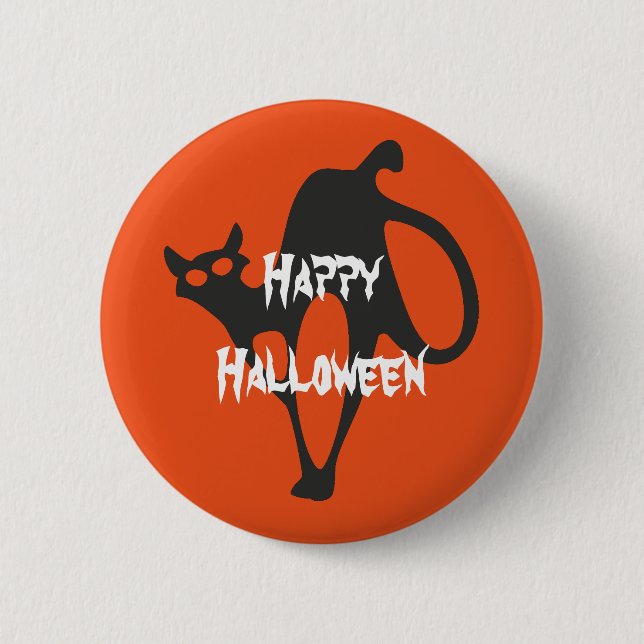 Chapa Redonda De 5 Cm Feliz Gato de Halloween Scary (Anverso)