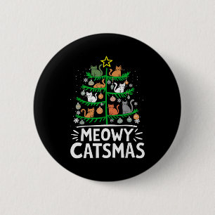Chapa Redonda De 5 Cm Feliz Gatomidad Gato Navidad Árbol Navideño Xmas D