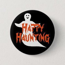 Chapa Redonda De 5 Cm Feliz Ghost Happy Haunting