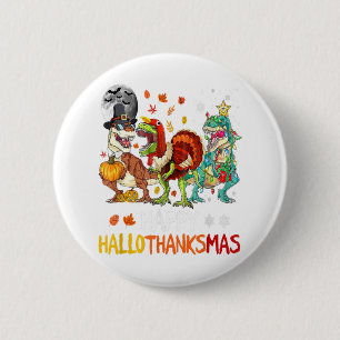 Chapa Redonda De 5 Cm Feliz Hallothancksmás Dinosaurio T-Rex Halloween C