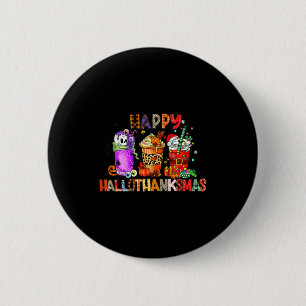 Chapa Redonda De 5 Cm Feliz Hallothanksmas Halloween Café con Leche Grac