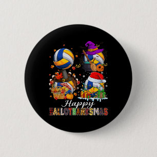 Chapa Redonda De 5 Cm Feliz Hallothanksmas Voleibol Halloween Thanksgi