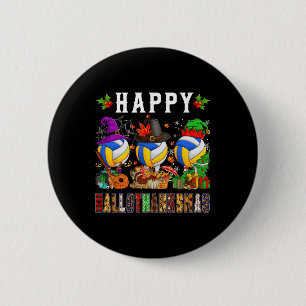 Chapa Redonda De 5 Cm Feliz Hallothanksmas Voleibol Halloween Thanksgi
