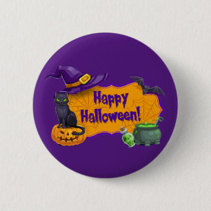 Chapa Redonda De 5 Cm Feliz Halloween 
