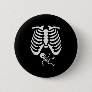 Chapa Redonda De 5 Cm Feliz Halloween Bebé Embarazado Skeleton Spooky Se