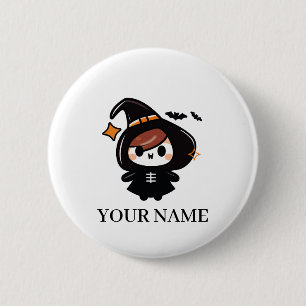Chapa Redonda De 5 Cm Feliz Halloween Bruja