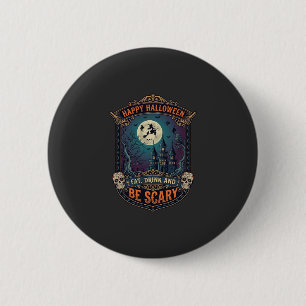 Chapa Redonda De 5 Cm Feliz Halloween Bruja Castillo Calaveras Gordo Beb