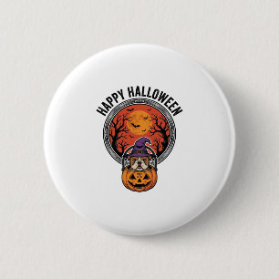 Chapa Redonda De 5 Cm Feliz Halloween Bulldog Bruja Calabaza Camiseta Vi