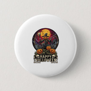 Chapa Redonda De 5 Cm Feliz Halloween Calabaza Brujo Cementerio Luna Lle