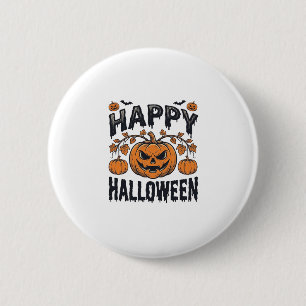 Chapa Redonda De 5 Cm Feliz Halloween Calabaza Diseño de Grabado Vintage