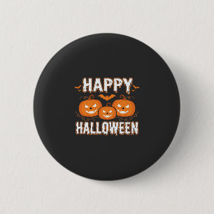 Chapa Redonda De 5 Cm Feliz Halloween Calabaza Murciélago Vector