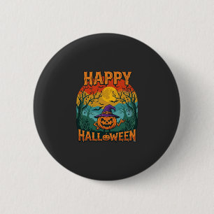 Chapa Redonda De 5 Cm Feliz Halloween Calabaza Sombrero de Bruja Luna Ll
