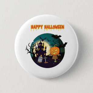 Chapa Redonda De 5 Cm Feliz Halloween - Diseño de Halloween