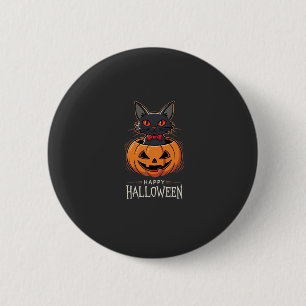 Chapa Redonda De 5 Cm Feliz Halloween Gato Negro Diseño de Calabaza_1
