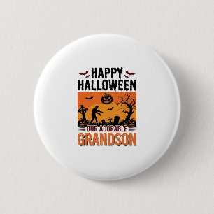 Chapa Redonda De 5 Cm Feliz Halloween Nieto Camiseta Vintage Espeluznant