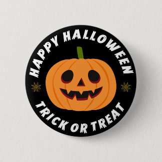 Chapa Redonda De 5 Cm Feliz Halloween Truco o Trato Calabaza Negro