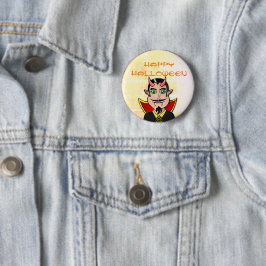 Chapa Redonda De 5 Cm Feliz Halloween / Vampiro