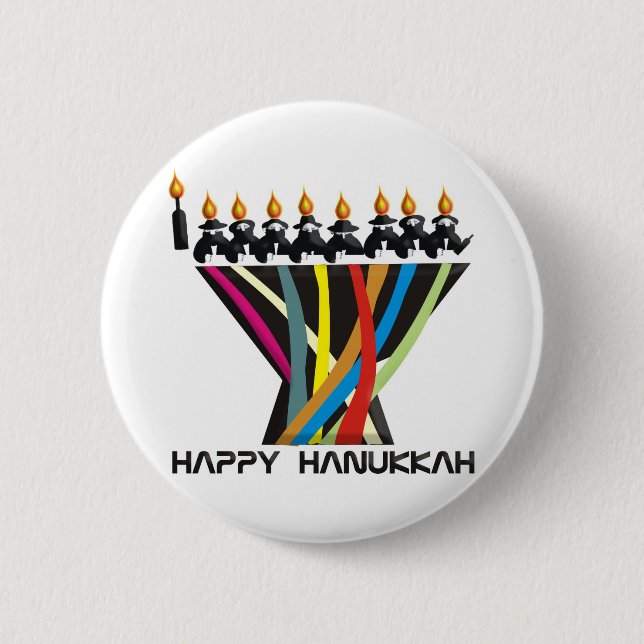Chapa Redonda De 5 Cm Feliz Hanukkah (Anverso)