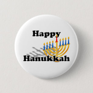 Chapa Redonda De 5 Cm Feliz Hanukkah