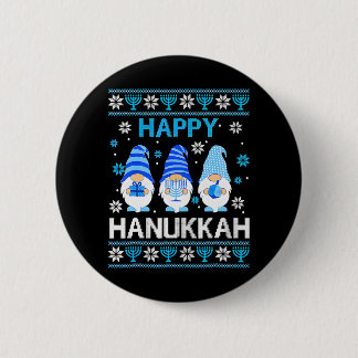 Chapa Redonda De 5 Cm Feliz Hanukkah Gnome Gnomies Menorah Ugly