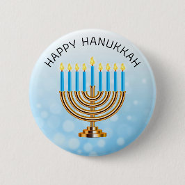 Chapa Redonda De 5 Cm Feliz Hanukkah Menorah
