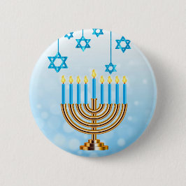 Chapa Redonda De 5 Cm Feliz Hanukkah Menorah