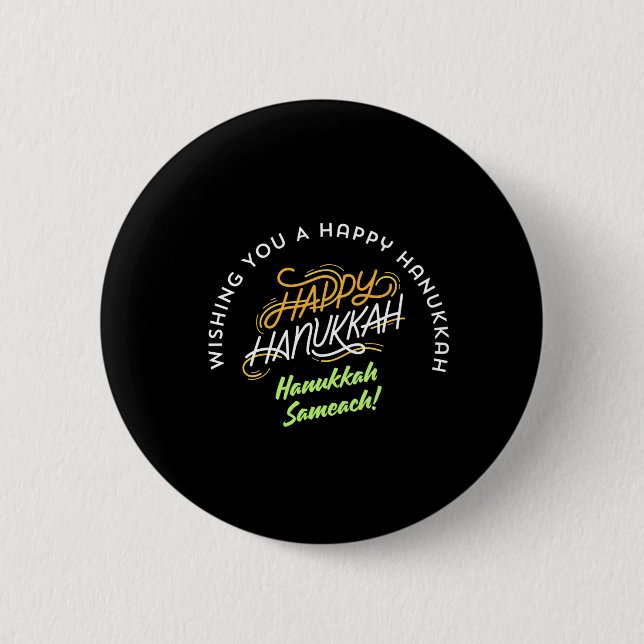 Chapa Redonda De 5 Cm ¡Feliz Hanukkah Sameaj! (Anverso)