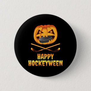 Chapa Redonda De 5 Cm Feliz Hockeyween Hockey Calabaza Comiendo Disco Di