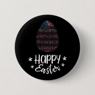 Chapa Redonda De 5 Cm Feliz Huevo de Pascua y Pascua con bandera estadou