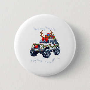 Chapa Redonda De 5 Cm Feliz Jeepmas Reno Ciervo Feo Luces Navidad Divert