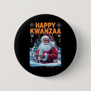 Chapa Redonda De 5 Cm Feliz Kwanzaa Feliz Navidad African American Hoi