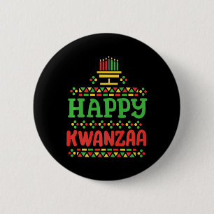 Chapa Redonda De 5 Cm Feliz Kwanzaa Feliz Navidad Hombres afroamericanos