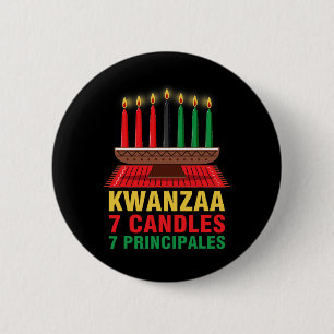 Chapa Redonda De 5 Cm Feliz Kwanzaa Kinara Siete Principios Velas Pan